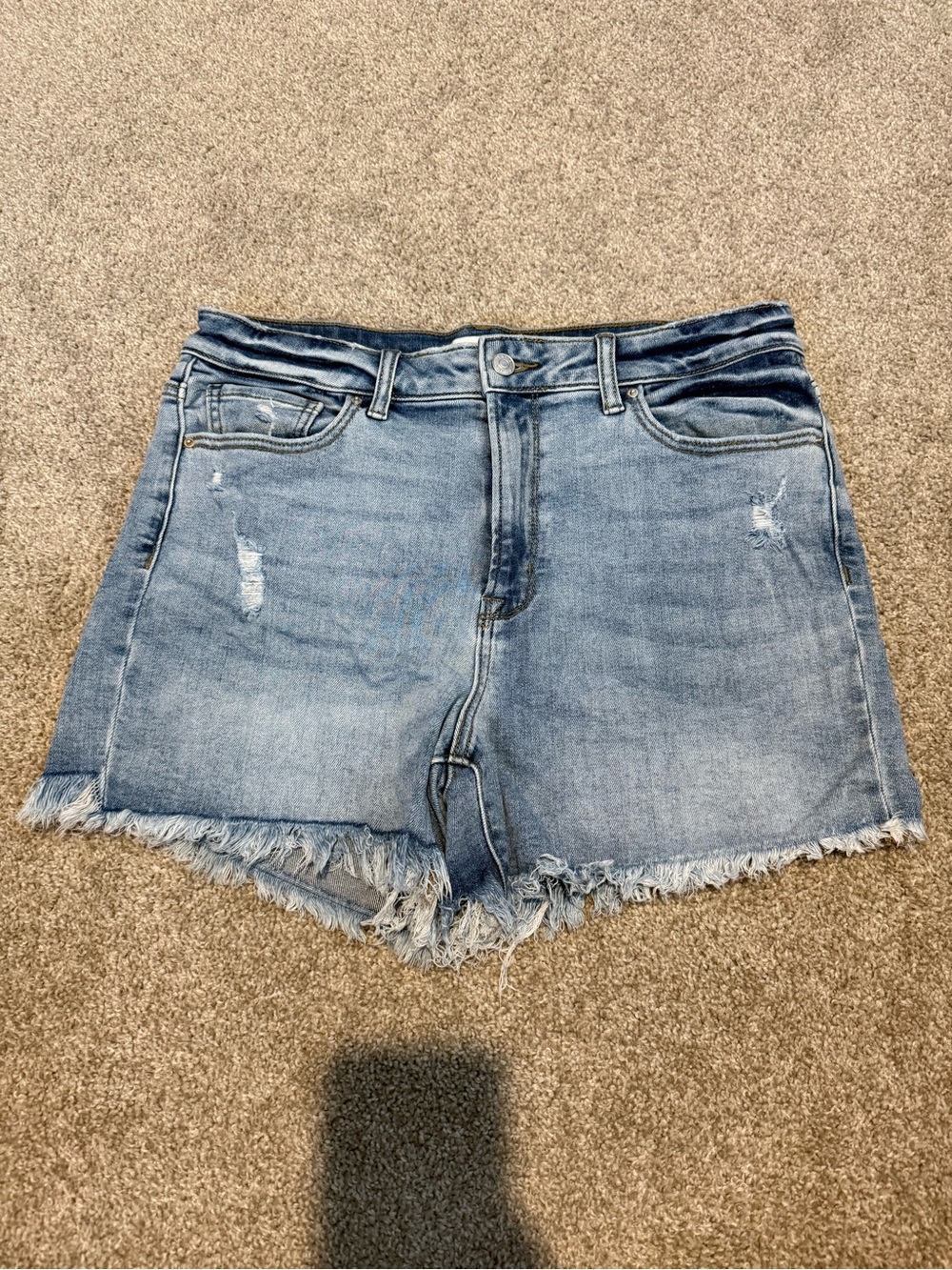 Women's Light Blue Frayed Hem Denim Shorts